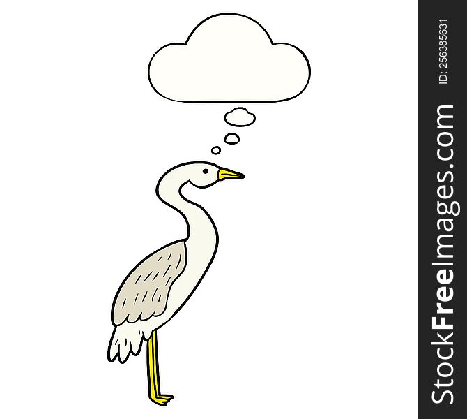 Cartoon Stork And Thought Bubble