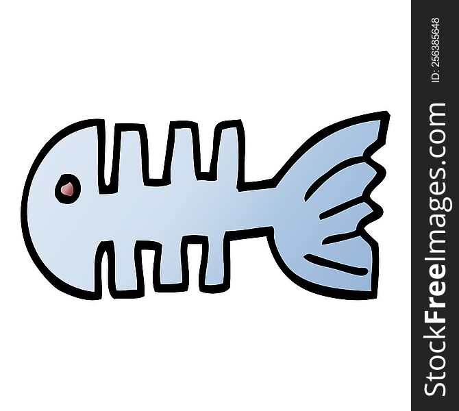 cartoon doodle fish bones