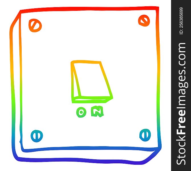 rainbow gradient line drawing of a cartoon light switch
