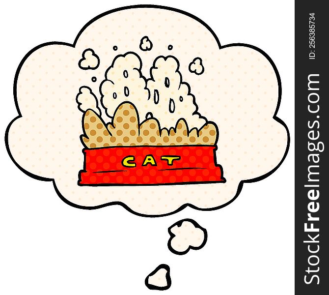 Cartoon Cat Food And Thought Bubble In Comic Book Style