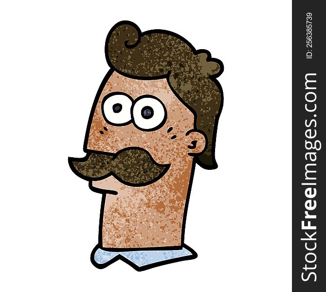 cartoon doodle man with moustache