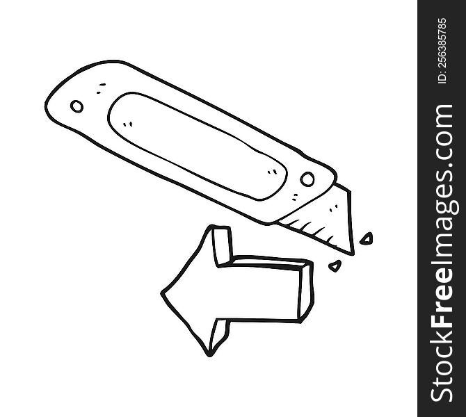 Black And White Cartoon Construction Knife