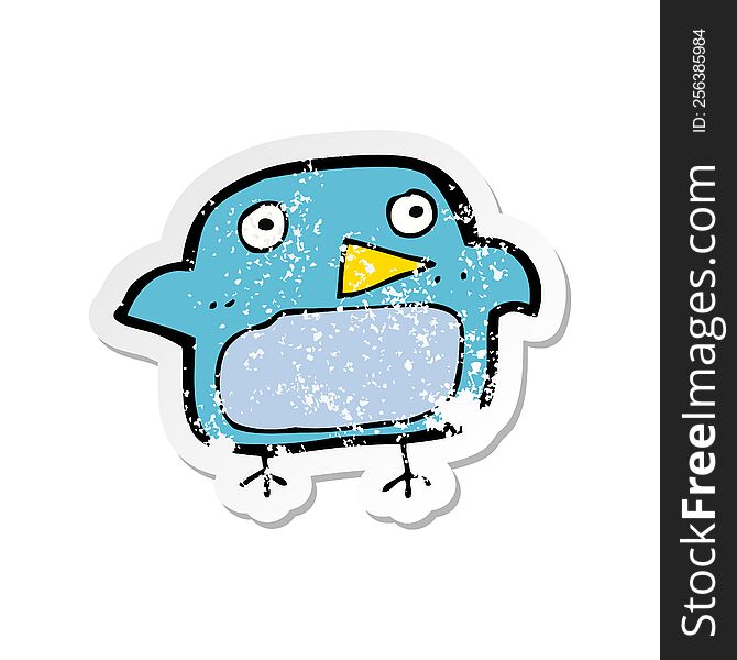 Retro Distressed Sticker Of A Cartoon Bluebird