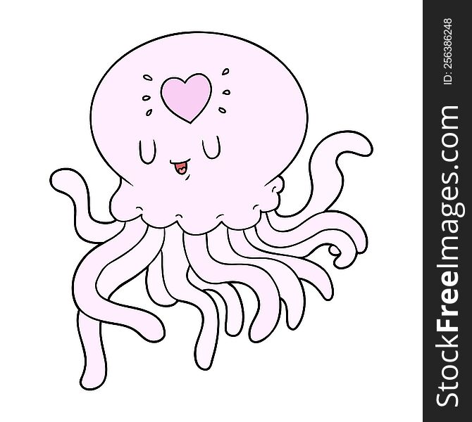 cartoon jellyfish in love. cartoon jellyfish in love