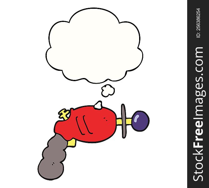 cartoon ray gun with thought bubble. cartoon ray gun with thought bubble