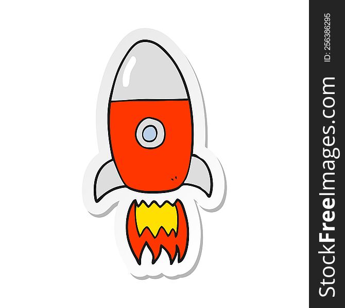 sticker of a cartoon flying rocket