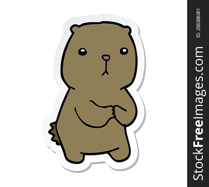 Sticker Of A Cartoon Worried Bear