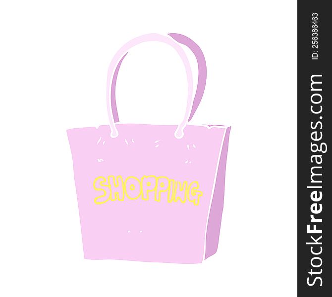 Flat Color Illustration Of A Cartoon Shopping Bag