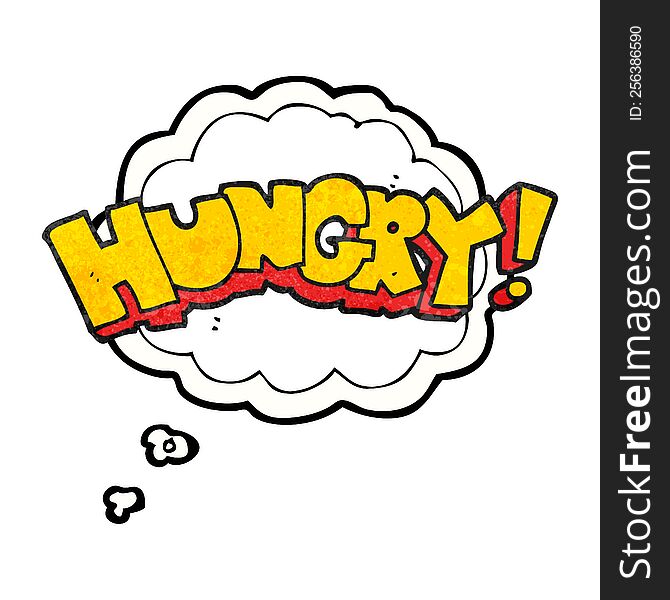 Thought Bubble Textured Cartoon Hungry Text