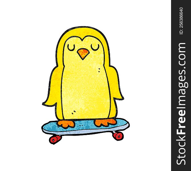 Textured Cartoon Bird On Skateboard