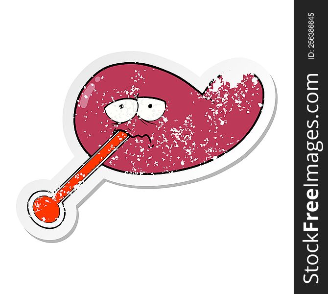 distressed sticker of a cartoon ill gall bladder
