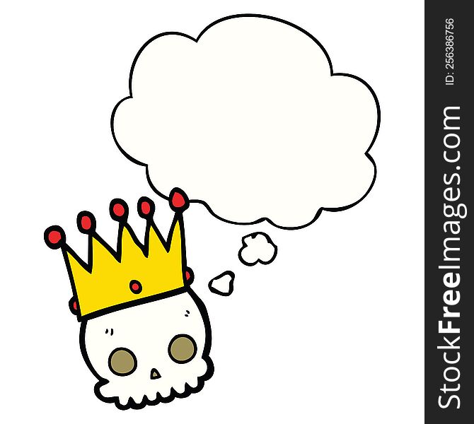 Cartoon Skull With Crown And Thought Bubble