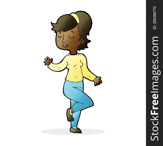 cartoon dancing woman