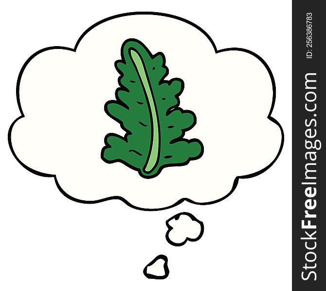 cartoon leaf with thought bubble. cartoon leaf with thought bubble
