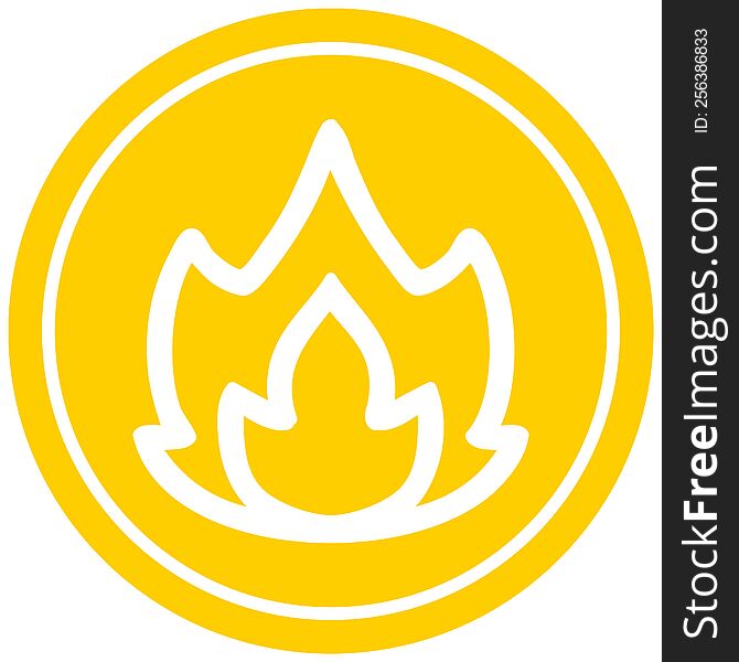 simple flame circular icon symbol