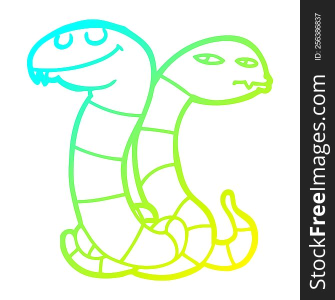cold gradient line drawing of a cartoon snakes