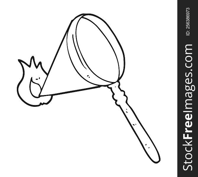 Black And White Cartoon Magnifying Glass Burning