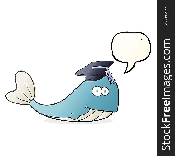freehand drawn speech bubble cartoon whale graduate