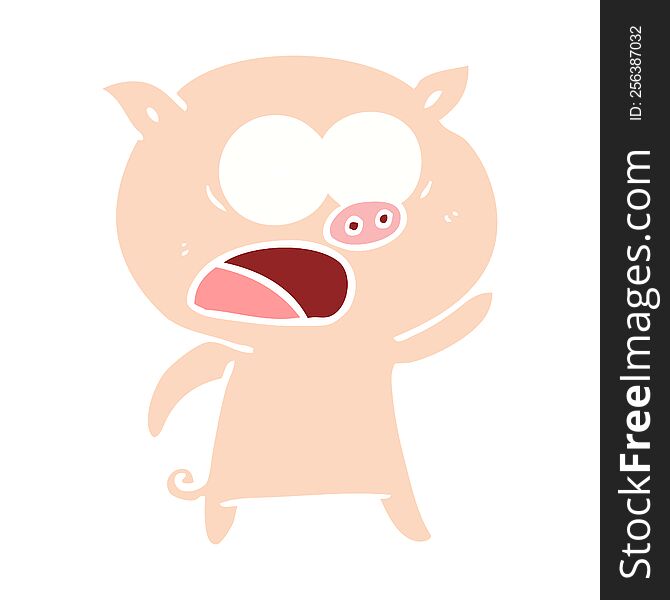 Flat Color Style Cartoon Pig Shouting