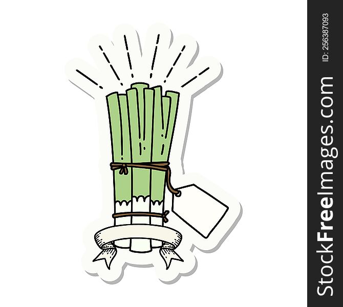sticker of a tattoo style bunch of leeks