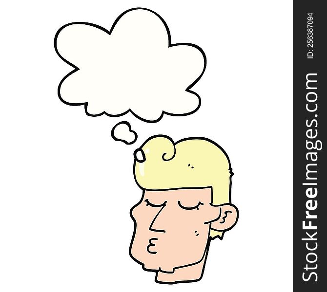 cartoon handsome man with thought bubble. cartoon handsome man with thought bubble