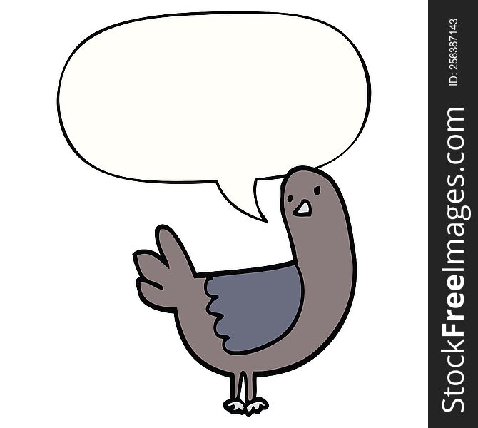 Cartoon Pigeon And Speech Bubble