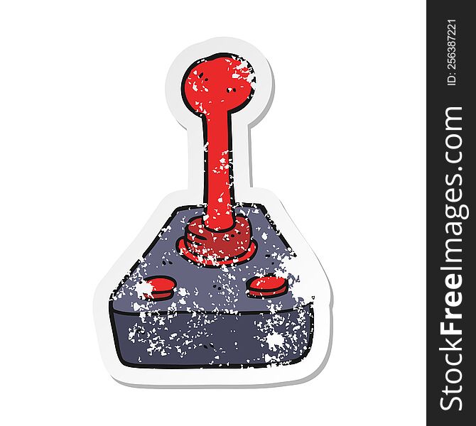 retro distressed sticker of a cartoon joystick