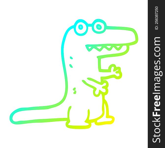 cold gradient line drawing of a cartoon crocodile