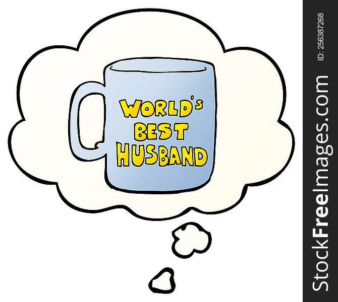 worlds best husband mug with thought bubble in smooth gradient style