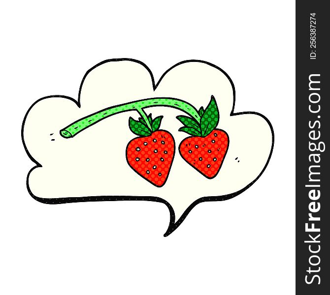 freehand drawn comic book speech bubble cartoon strawberries