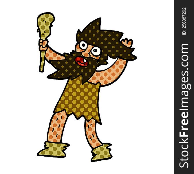 Cartoon Doodle Cave Man