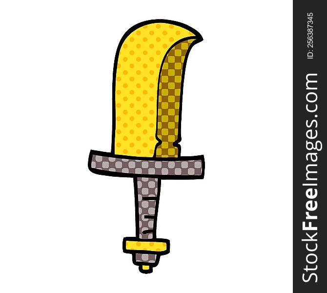 cartoon doodle golden sword