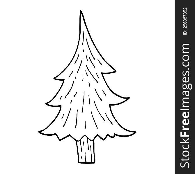 line drawing cartoon pine trees