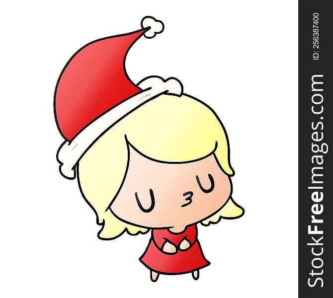 Christmas Gradient Cartoon Of Kawaii Girl