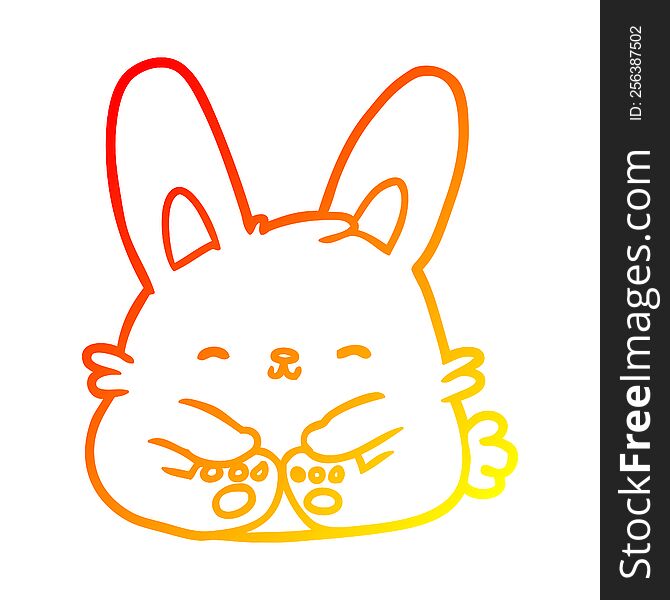 Warm Gradient Line Drawing Cute Bunny Rabbit