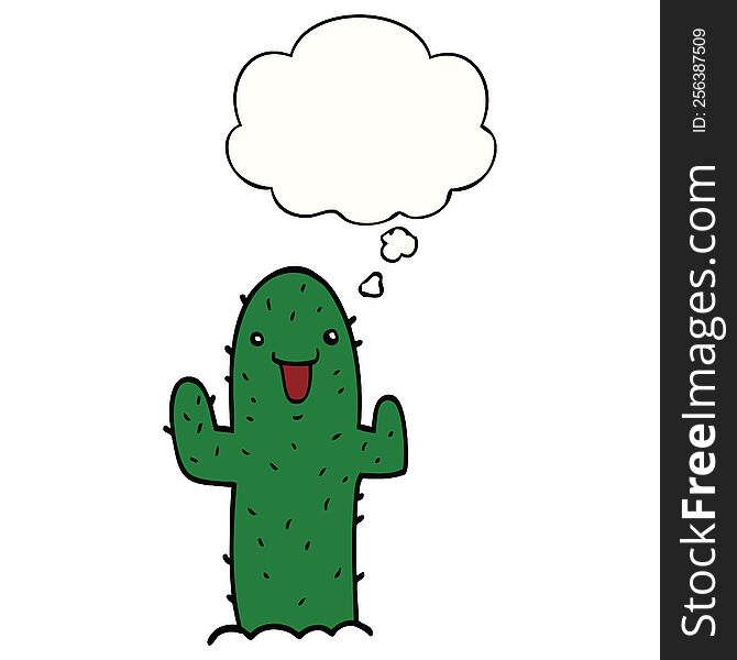 Cartoon Cactus And Thought Bubble