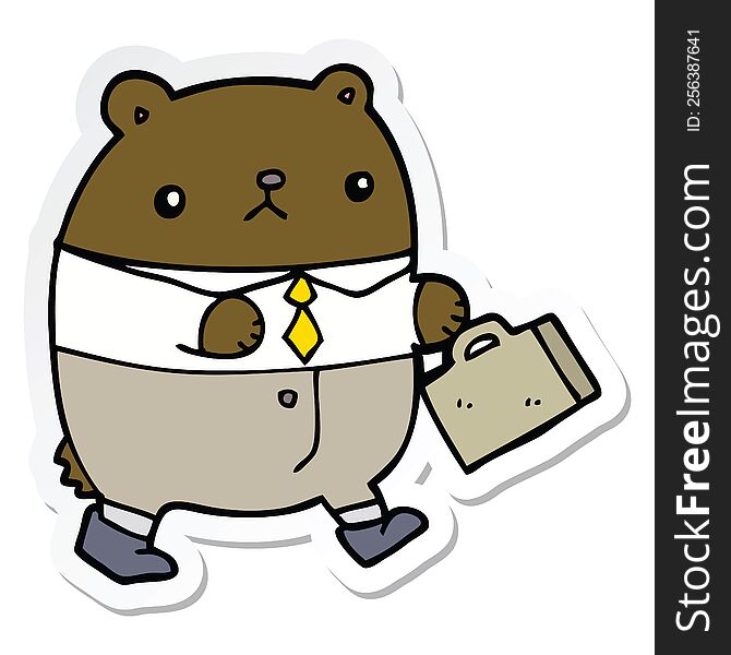 sticker of a cartoon bear in work clothes