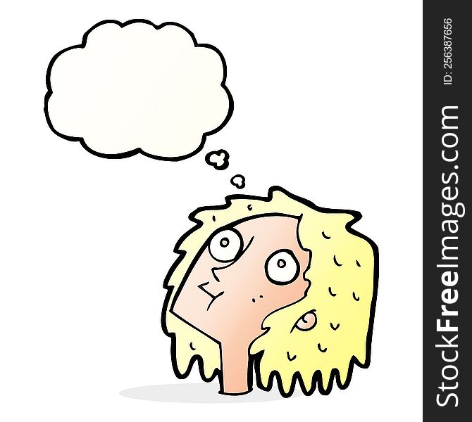 Cartoon Staring Woman With Thought Bubble