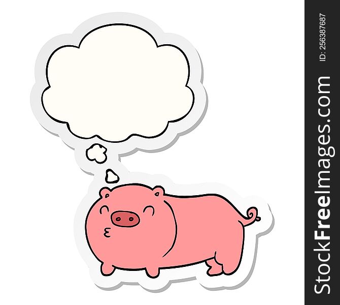 Cartoon Pig And Thought Bubble As A Printed Sticker