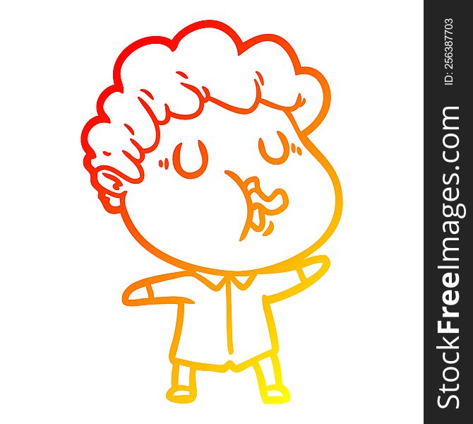 warm gradient line drawing of a cartoon man pulling face