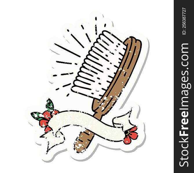 Grunge Sticker Of Tattoo Style Hairbrush