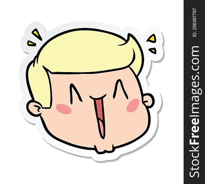 Sticker Of A Happy Cartoon Male Face