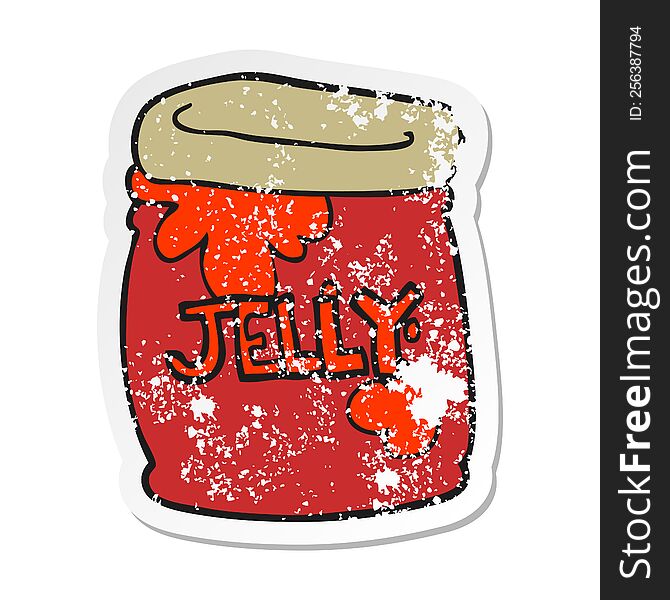 retro distressed sticker of a cartoon jar of jelly