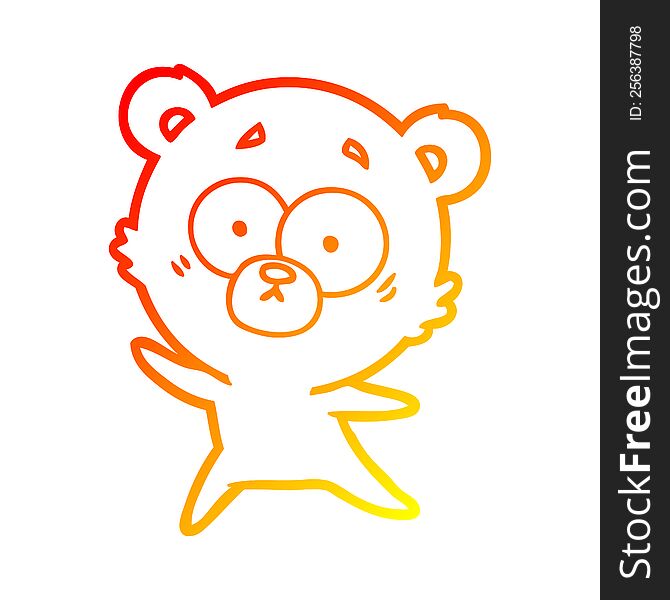 Warm Gradient Line Drawing Anxious Bear Cartoon