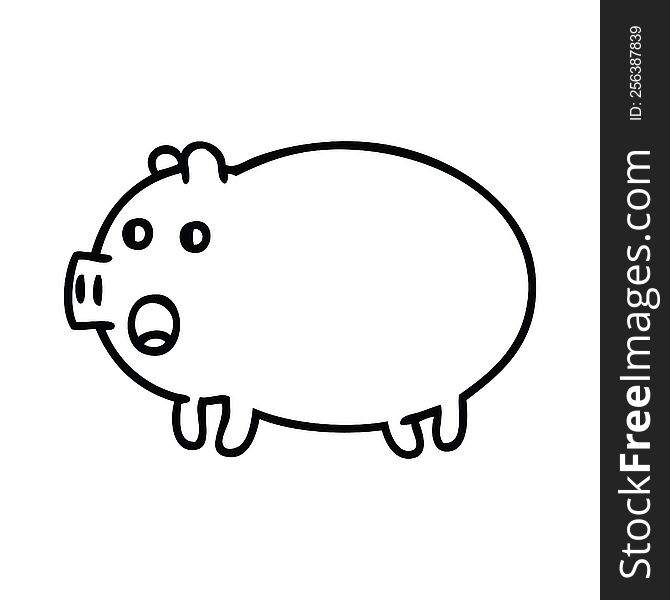line drawing cartoon of a pig. line drawing cartoon of a pig