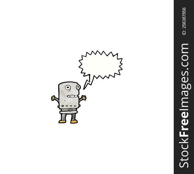 Cartoon Funny Robot With Speech Bubble