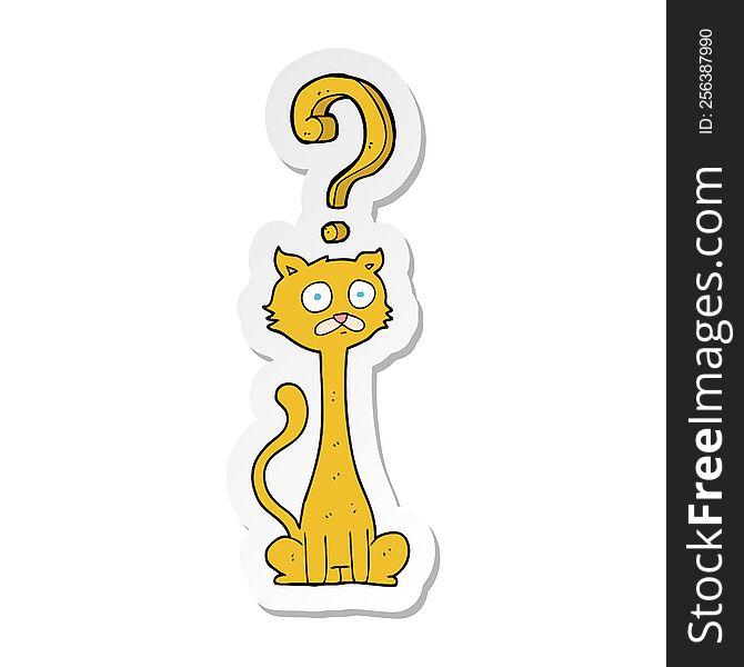 sticker of a cartoon curious cat