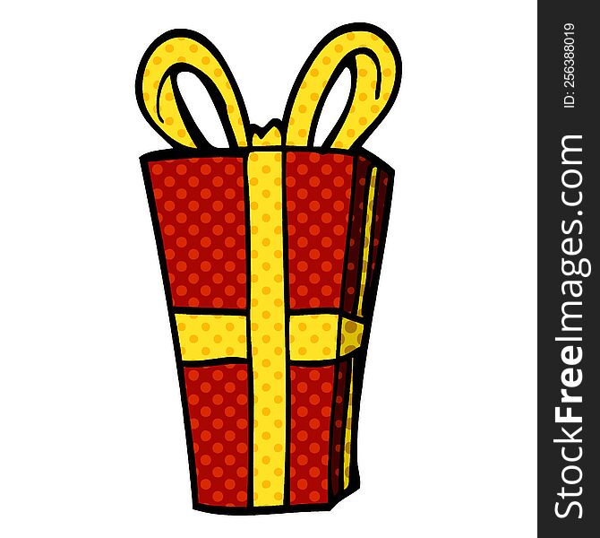 cartoon doodle wrapped present