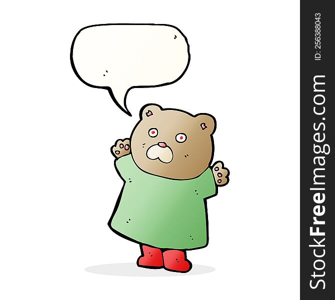 Funny Cartoon Bear With Speech Bubble