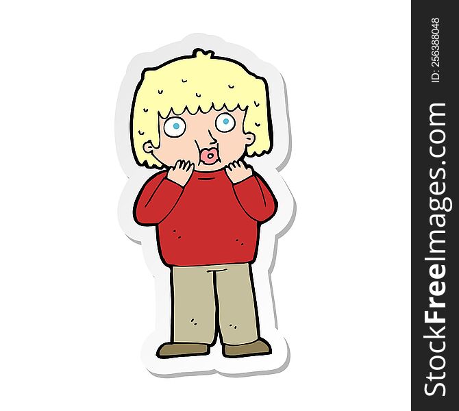 Sticker Of A Cartoon Worried Boy